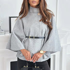 Damen Cape mit Gürtel und weitem Schnitt