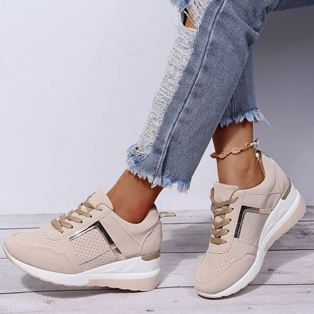 Damen Sneaker mit Keilabsatz und Reissverschluss