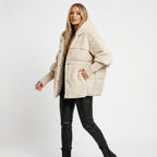 Damen Steppjacke mit Kapuze und Fleecebesatz