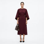Damen Midikleid mit Bindegürtel und A-Linie