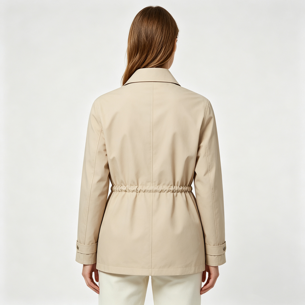Damen Übergangsjacke mit Kragen und Taillenzug