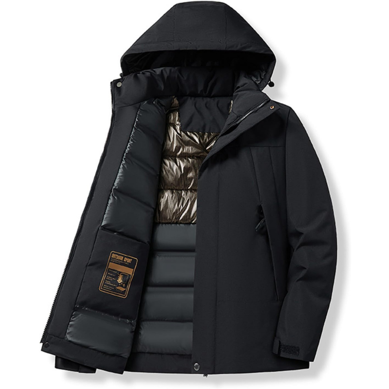 Damen warme Skijacke mit Kapuze und Taschen