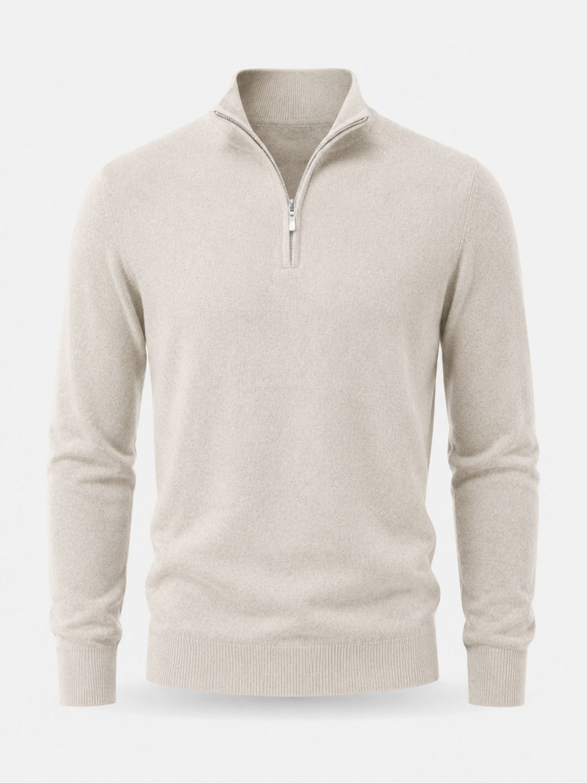 Herren warmer Pullover mit V Ausschnitt und Reissverschluss