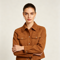 Damen Kurzjacke aus Wildlederimitat mit Reverskragen