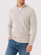 Herren warmer Pullover mit V Ausschnitt und Reissverschluss