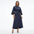 Damen Midikleid mit Bindegürtel und A-Linie