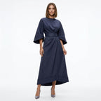 Damen Midikleid mit Bindegürtel und A-Linie