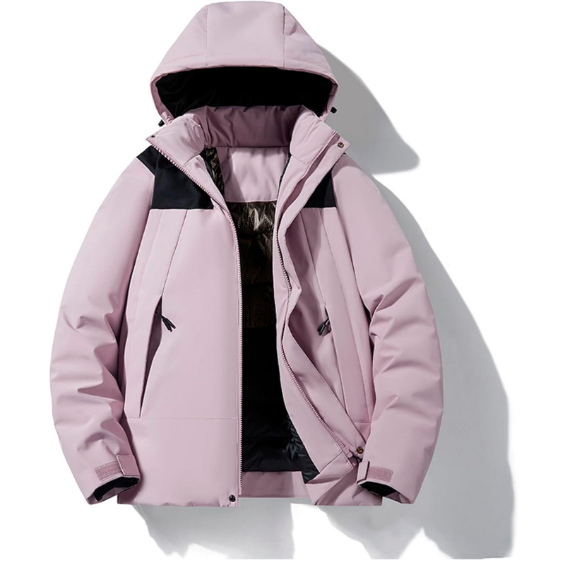 Damen warme Skijacke mit Kapuze und Taschen