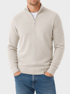 Herren warmer Pullover mit V Ausschnitt und Reissverschluss