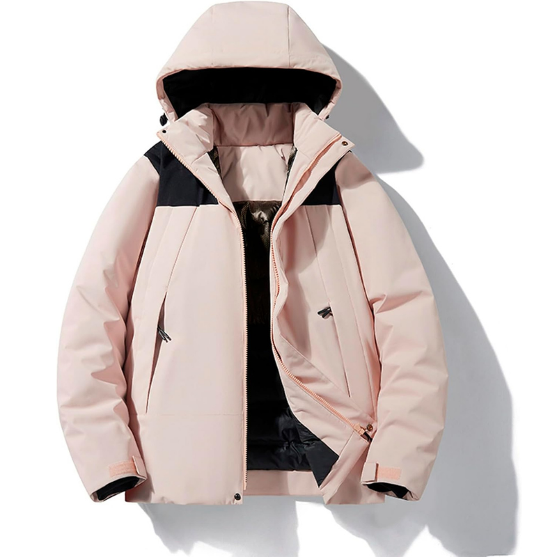 Damen warme Skijacke mit Kapuze und Taschen