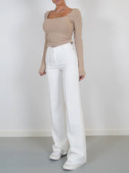 Damen High Waist Hose mit geradem Bein