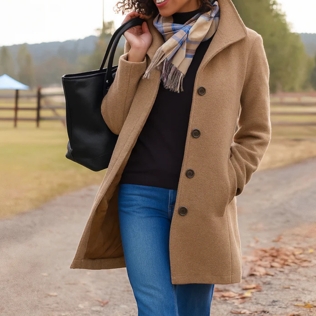 Damen klassischer Wintermantel mit Knopfleiste