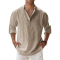Herren Leinen Henley Shirt Relaxed Fit für den Sommer
