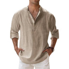 Herren Leinen Henley Shirt Relaxed Fit für den Sommer