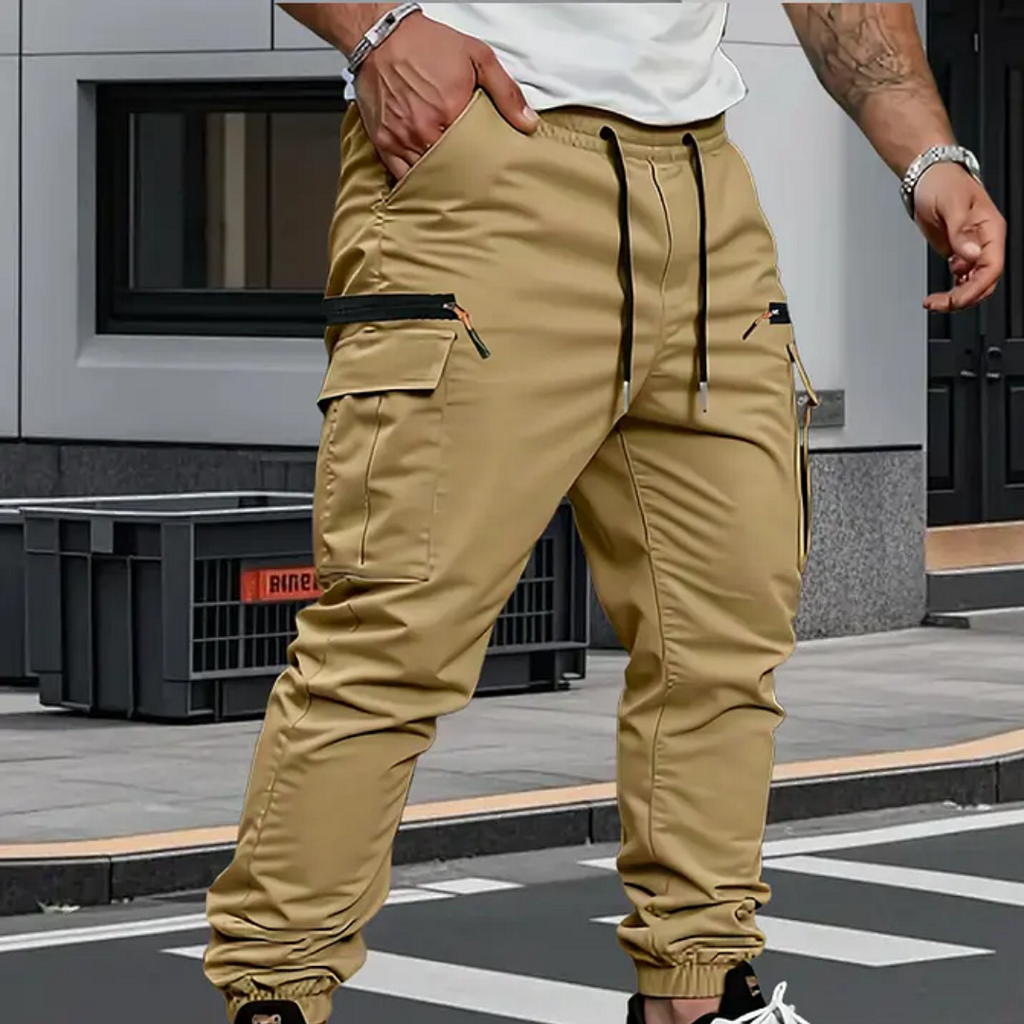 Herren Cargo Jogginghose mit Gummizug und Taschen
