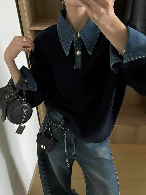 Damen 2 in 1 Pullover mit Reverskragen