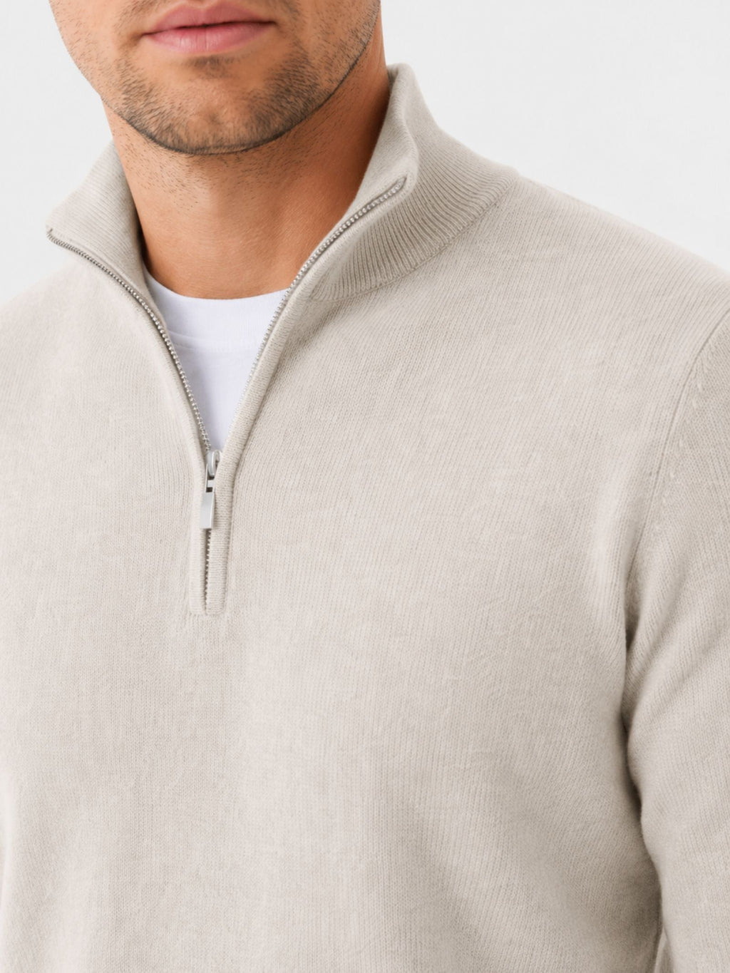 Herren warmer Pullover mit V Ausschnitt und Reissverschluss
