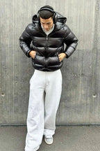 Herren Steppjacke mit Kapuze warm für den Winter