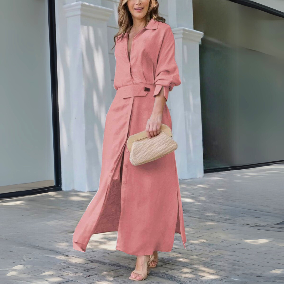 Damen Maxikleid mit V Ausschnitt