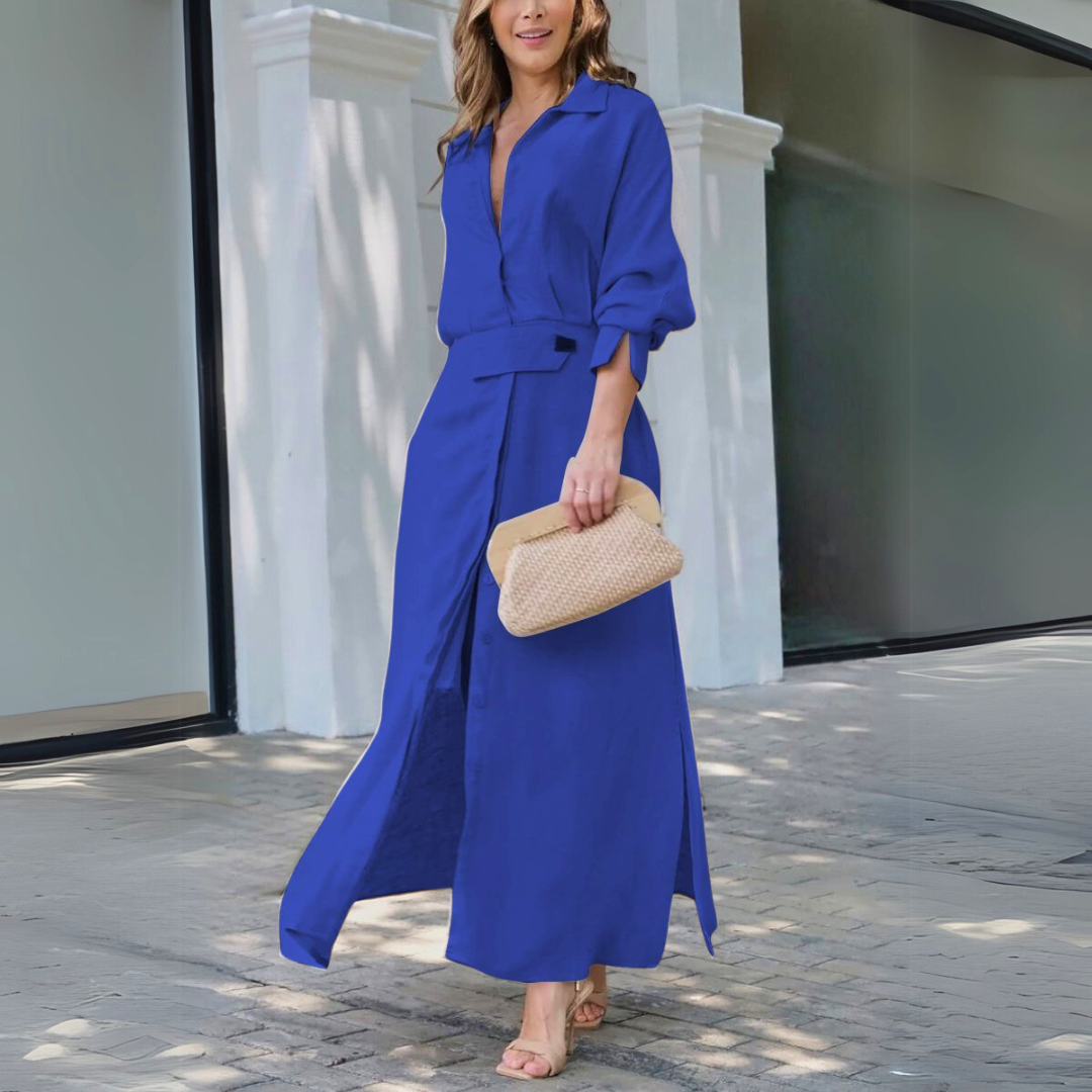 Damen Maxikleid mit V Ausschnitt