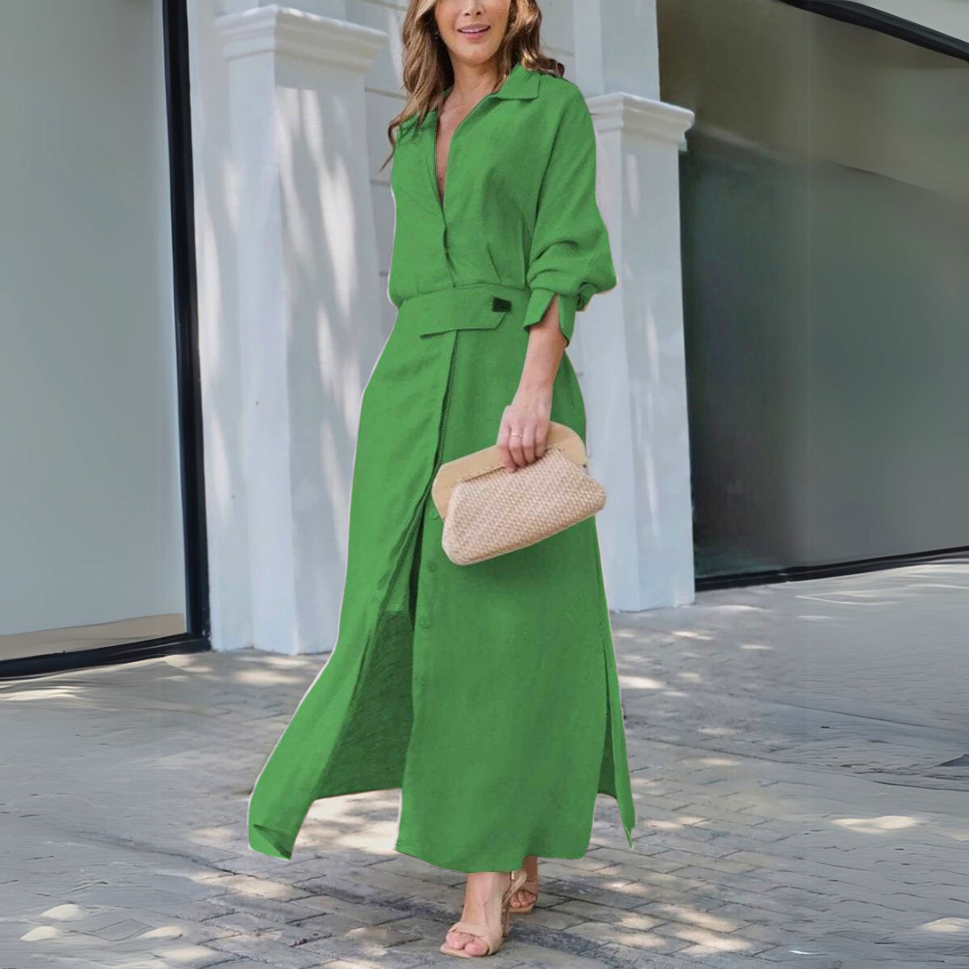 Damen Maxikleid mit V Ausschnitt