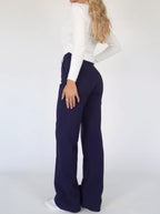 Damen High Waist Hose mit geradem Bein