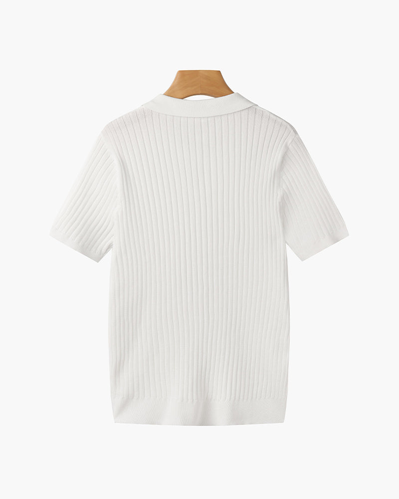 Herren Strickpoloshirt mit kurzen Ärmeln