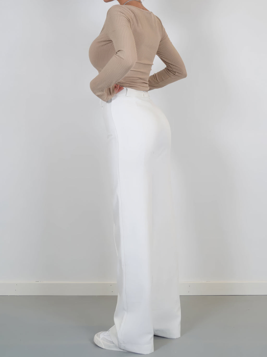 Damen High Waist Hose mit geradem Bein