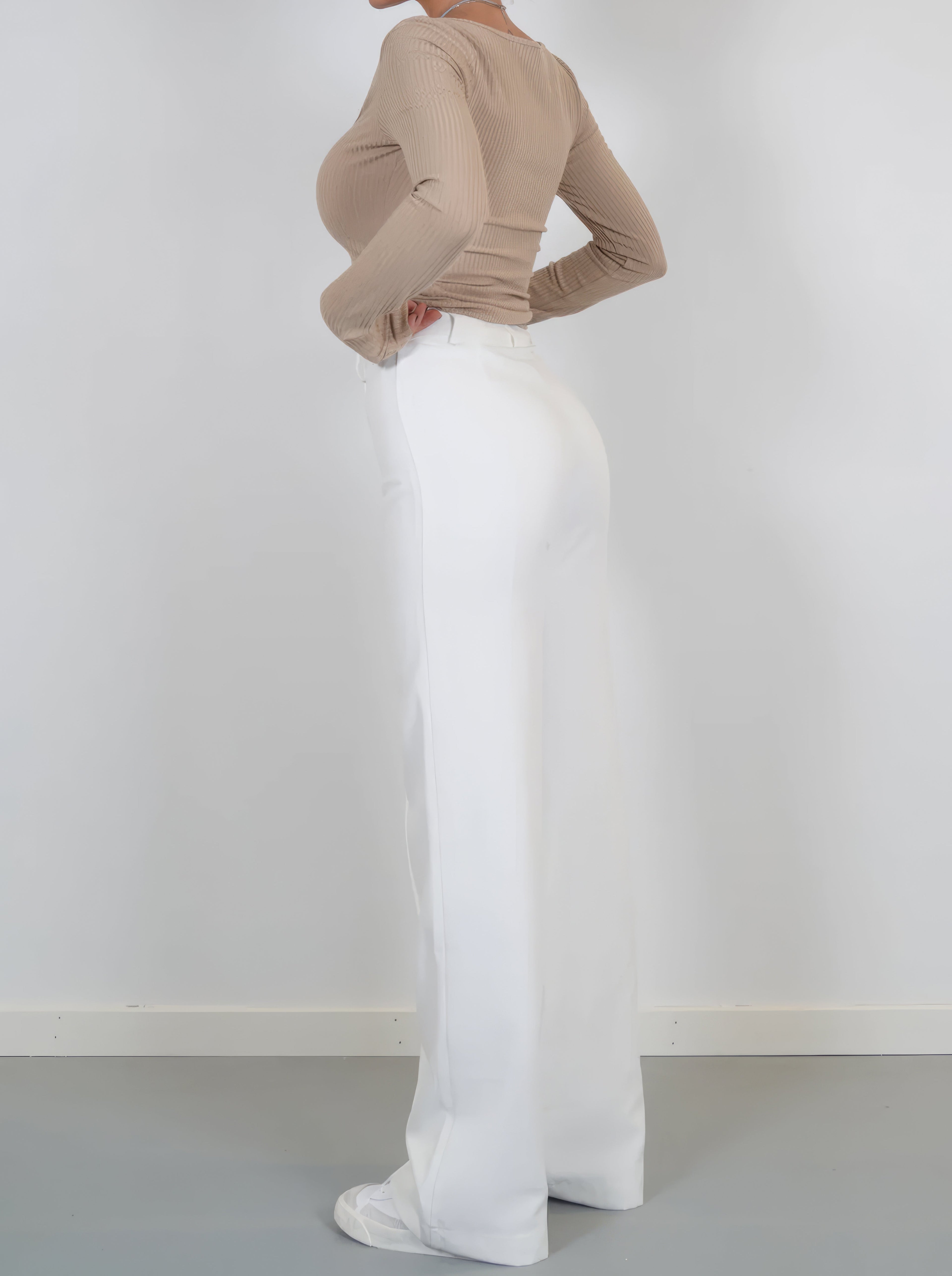 Damen High Waist Hose mit geradem Bein
