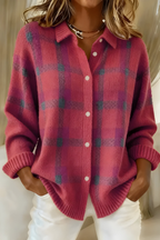 Damen Karo Strickjacke