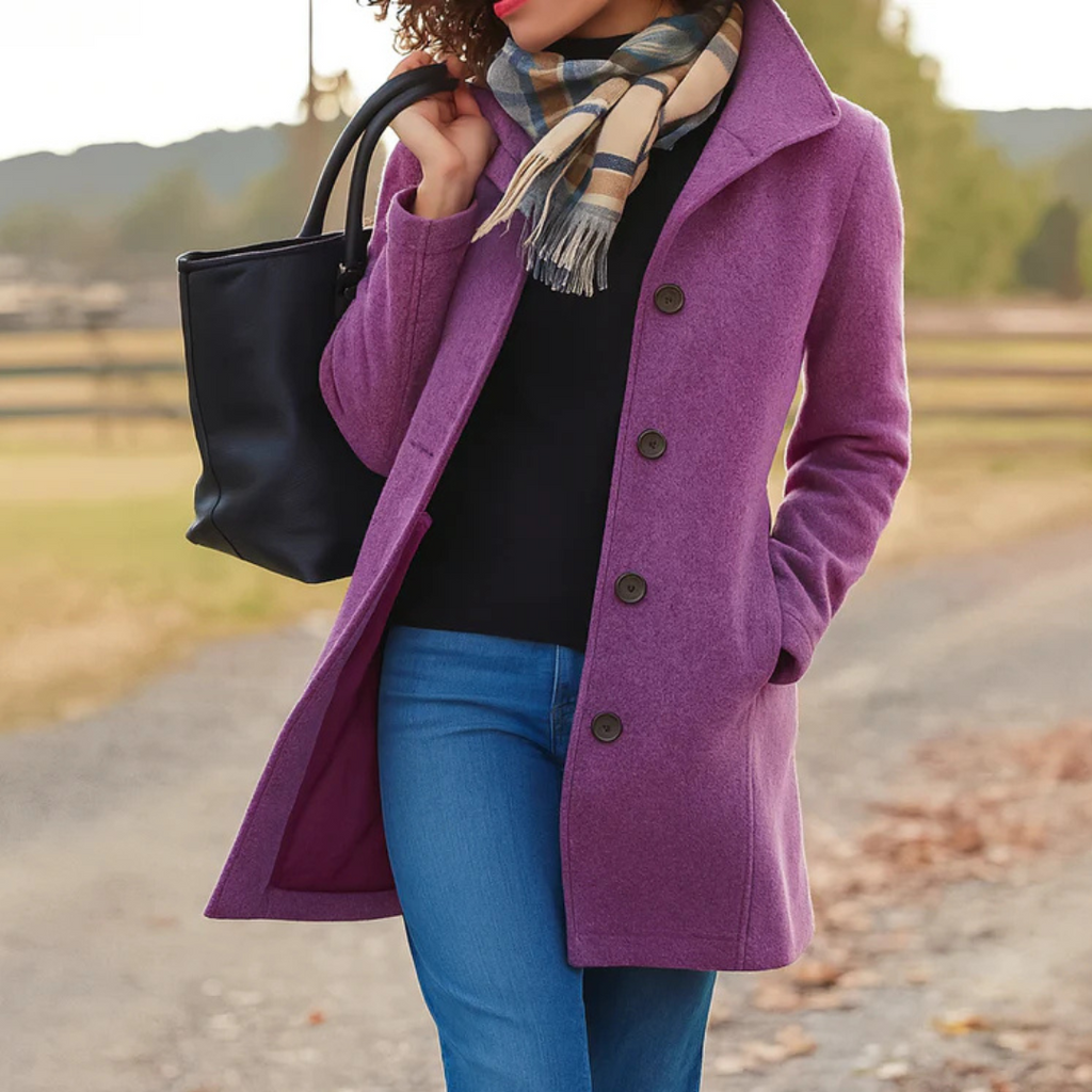 Damen klassischer Wintermantel mit Knopfleiste