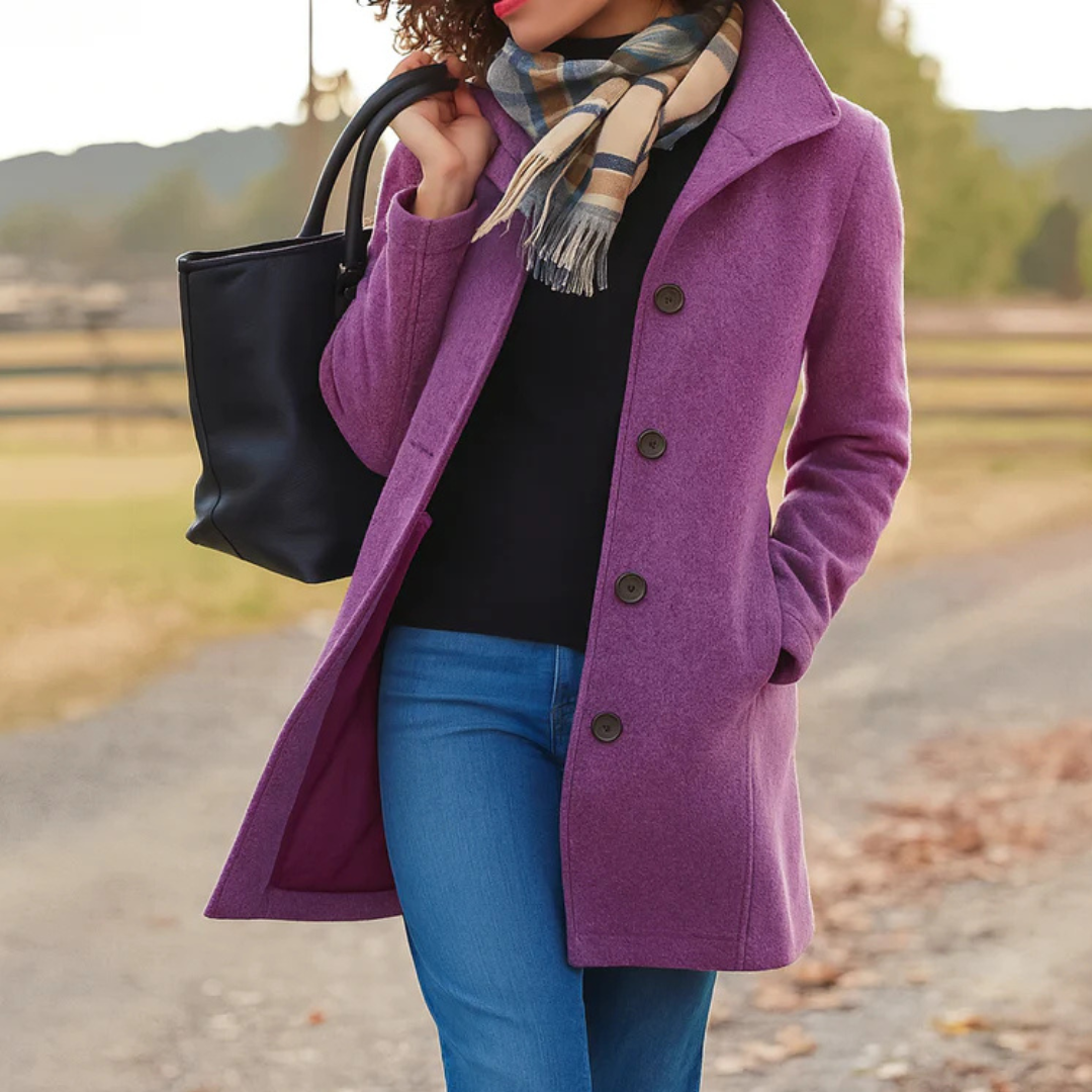 Damen klassischer Wintermantel mit Knopfleiste