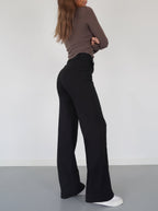 Damen High Waist Hose mit geradem Bein