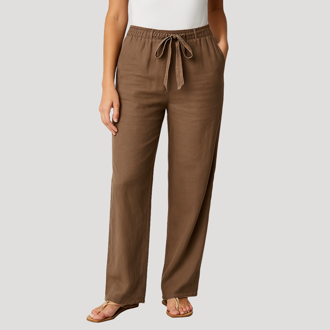 Damen Leinenhose mit Kordelbund