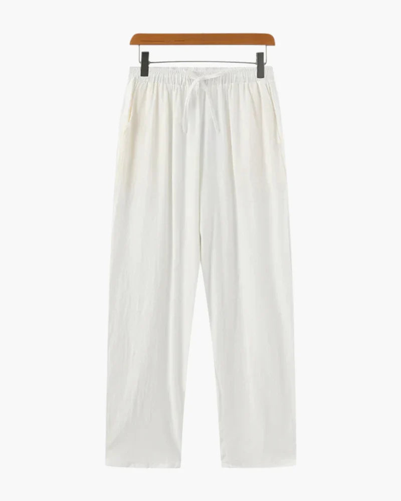 Damen Leinenhose weit mit Kordelzug