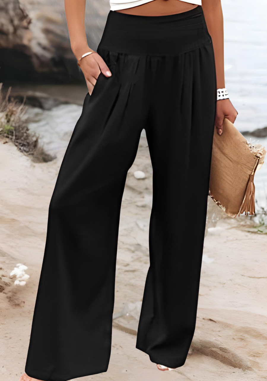 Susan Weite Strandhose mit elastischem Bund – Fließend & Bequem