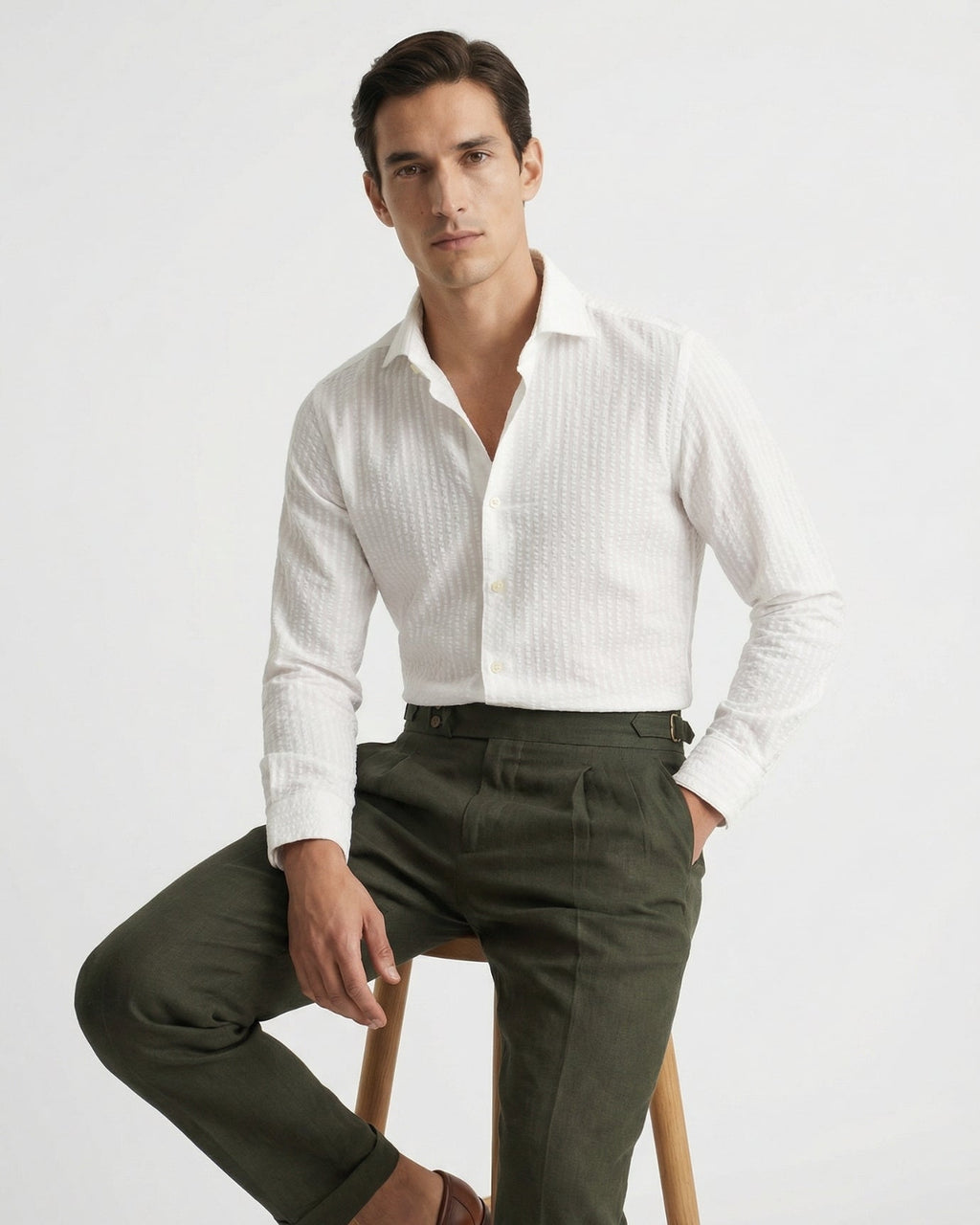 Herren Leinenhose mit hohem Bund