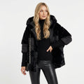 Damen Steppjacke mit Kapuze und Fleecebesatz