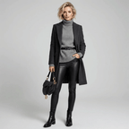 Damen gefütterte Lederleggings warm und elastisch