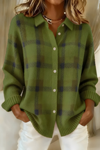 Damen Karo Strickjacke