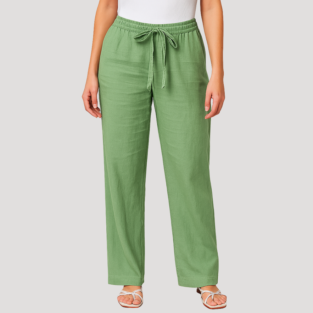 Damen Leinenhose mit Kordelbund
