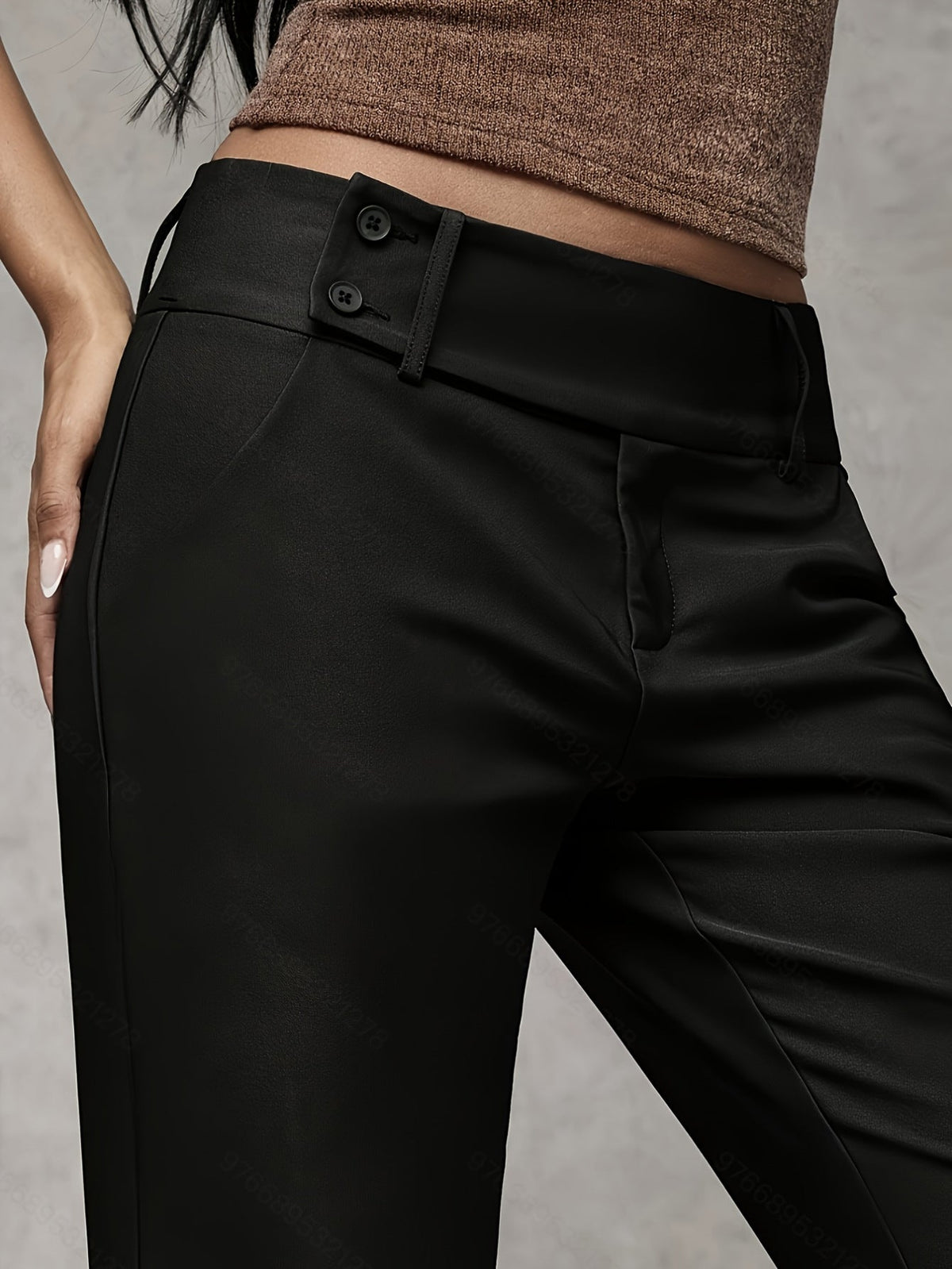Damen Stoffhose weit mit Knopfverschluss