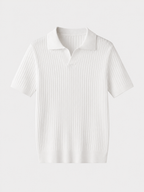 Herren Strickpoloshirt mit kurzen Ärmeln