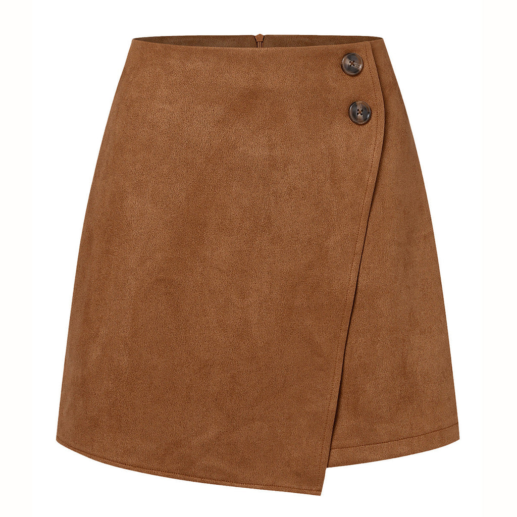 Damen asymmetrischer Rock aus Veloursleder