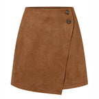 Damen asymmetrischer Rock aus Veloursleder