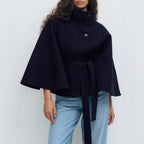 Damen Cape Mantel mit hohem Kragen