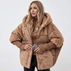 Damen Steppjacke mit Kapuze und Fleecebesatz