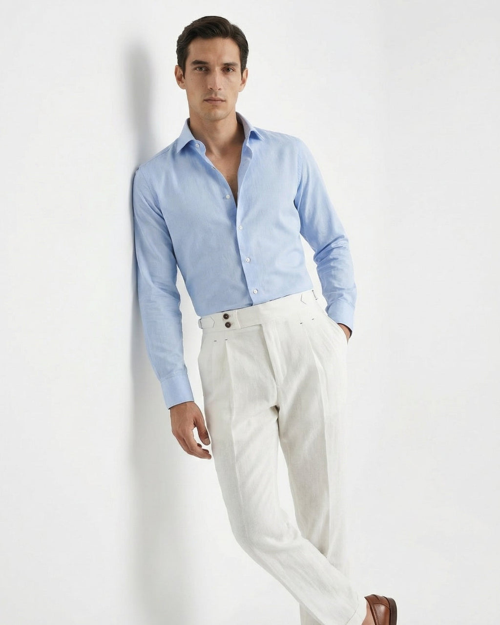 Herren Leinenhose mit hohem Bund