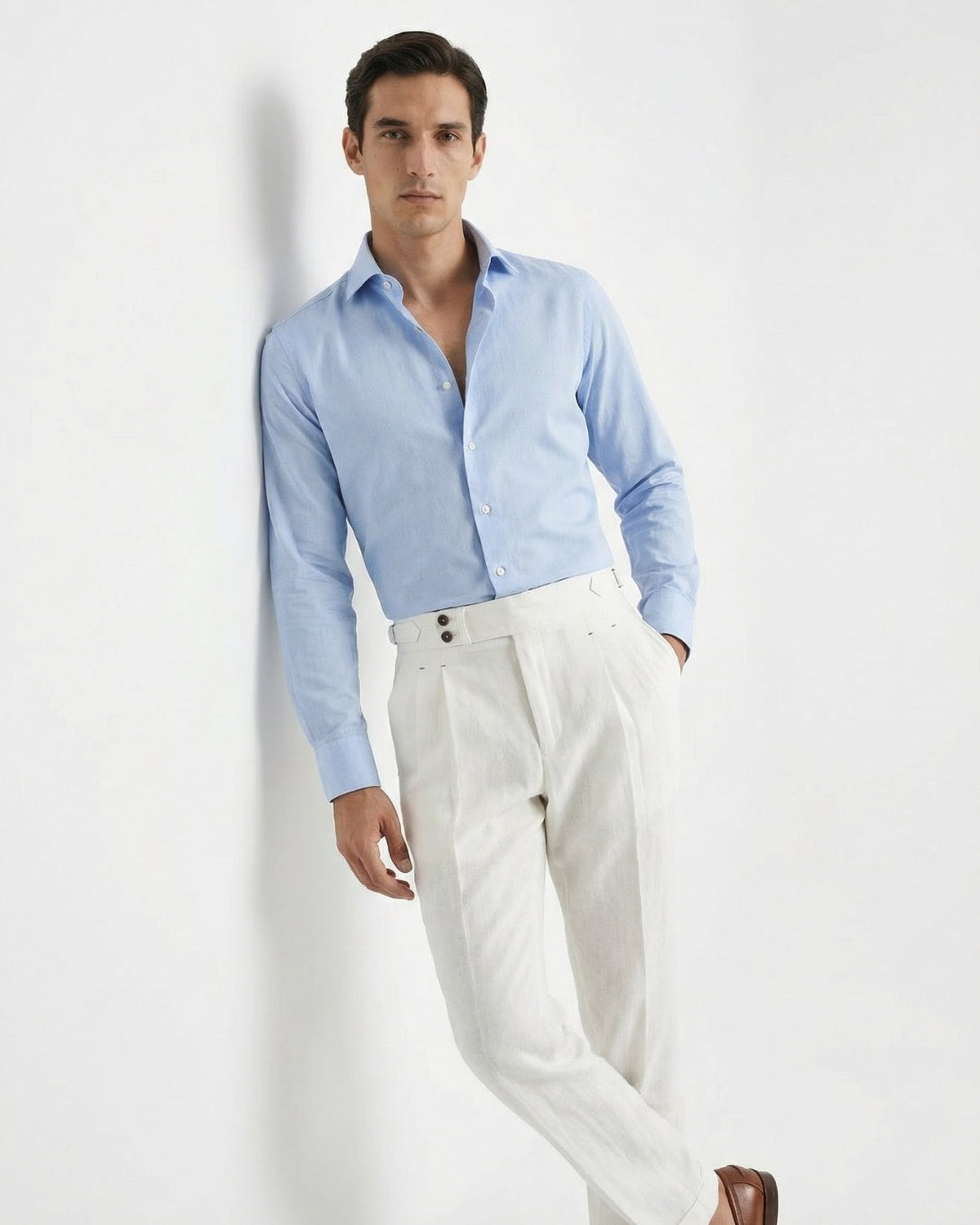 Herren Leinenhose mit hohem Bund