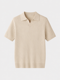 Herren Strickpoloshirt mit kurzen Ärmeln
